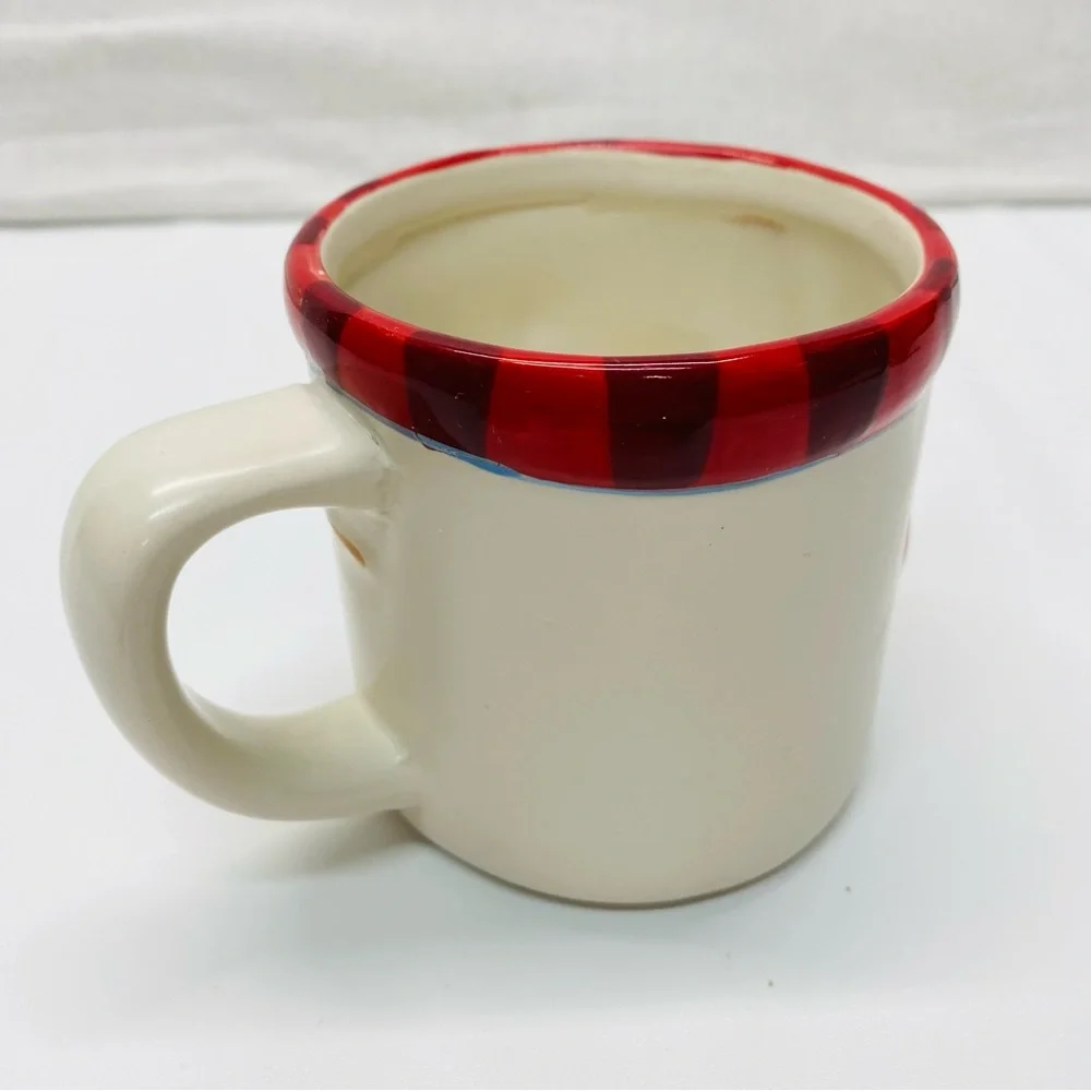 Hallmark Christmas Holiday Ceramic Coffee Tea Mug Red Scarf Black Buttons 12 oz.